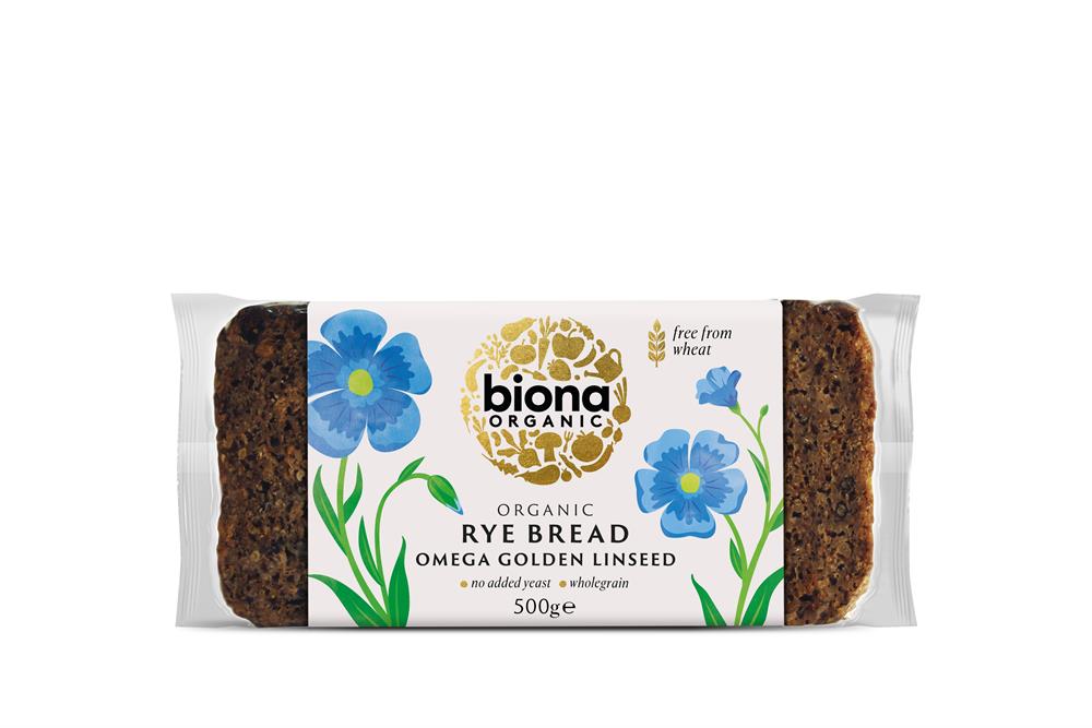 Biona Rye Bread Omega Golden Linseed 500g
